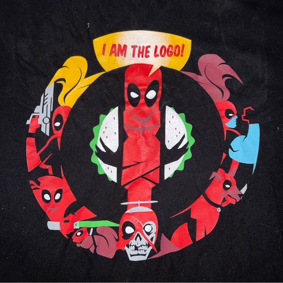 (We Love Fine) Marvel "I AM THE LOGO" Dead Pool Men's Black T-Shirt Size XXL 2XL - Picture 3 of 6